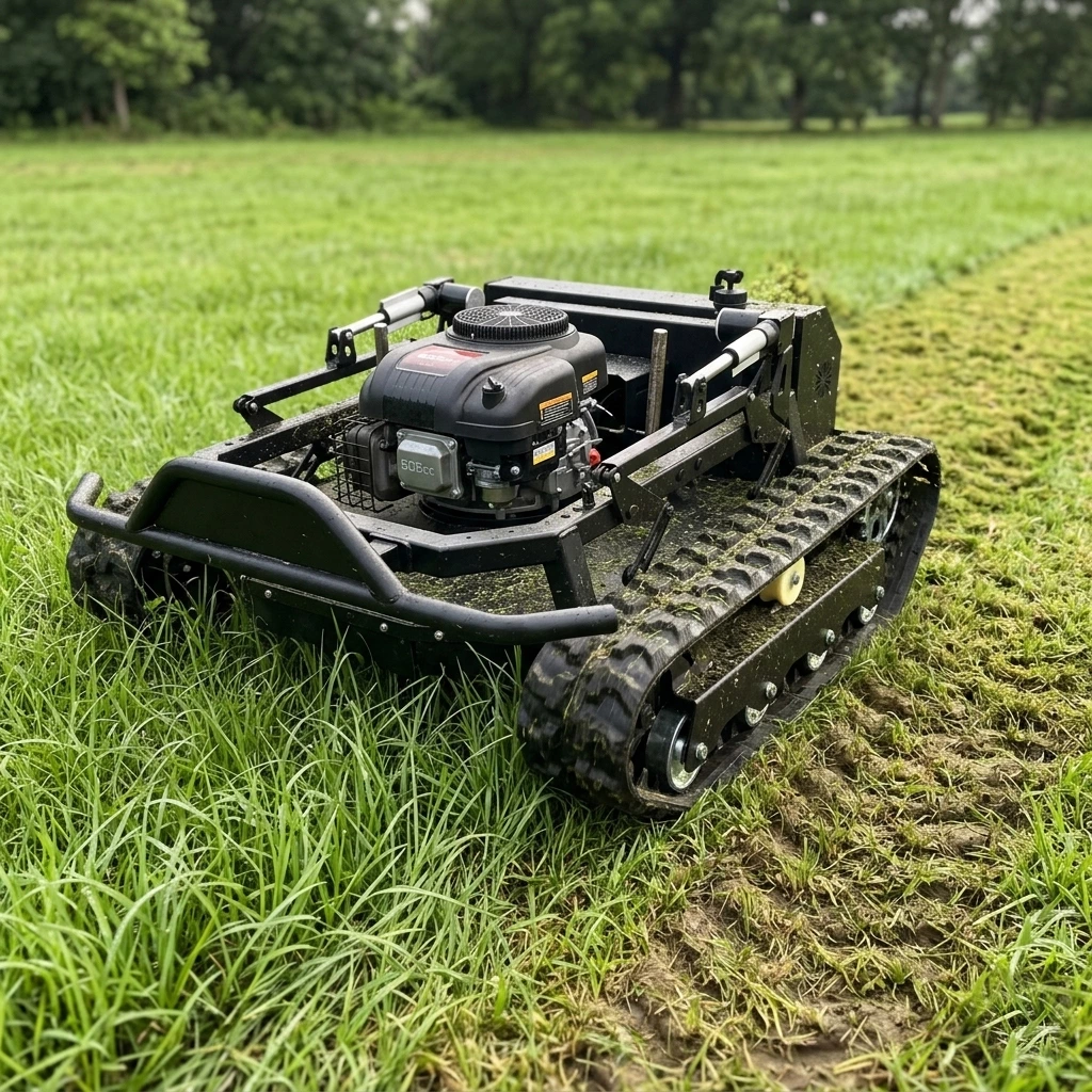 step by step lawn mowing with a remote control grass cutter