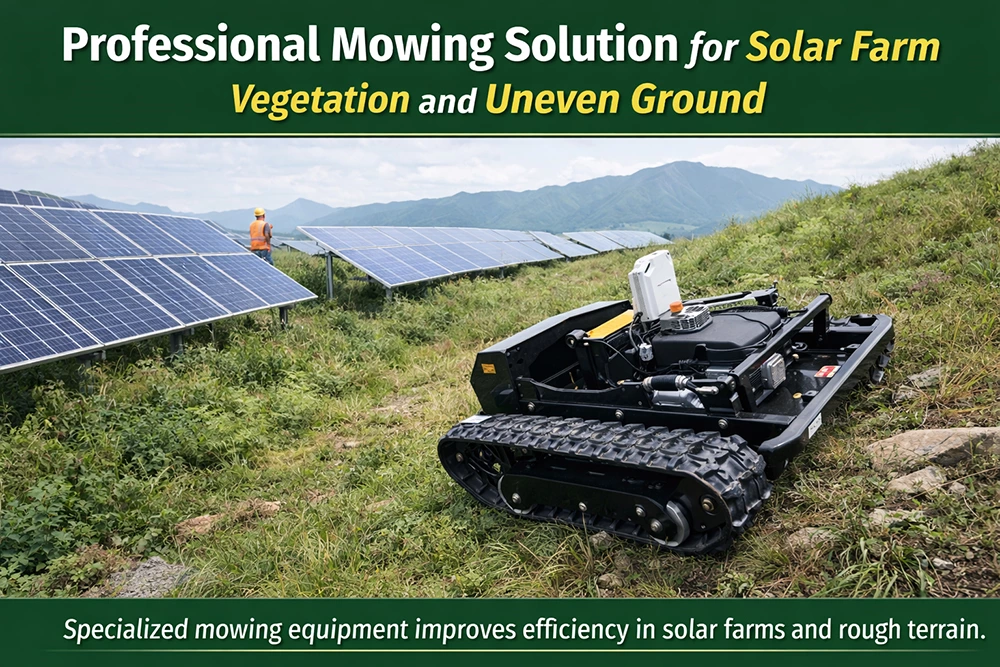 professional mowing solution for solar farm vegetation and uneven terrain management